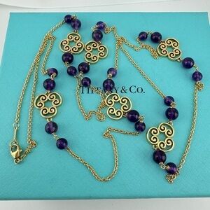 RARE Tiffany & Co. Goldoni Quadruplo Amethyst Bead Necklace Paloma Picasso 26g